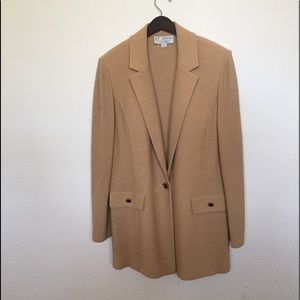 ST JOHN 2 PIECE SKIRT SUIT-CAMEL TAN